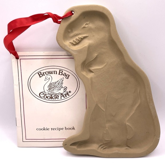 Brown Bag Cookie Art Other - Brown Bag Cookie Art‎ Stoneware Cookie Mold T Rex Dinosaur Vintage 1985